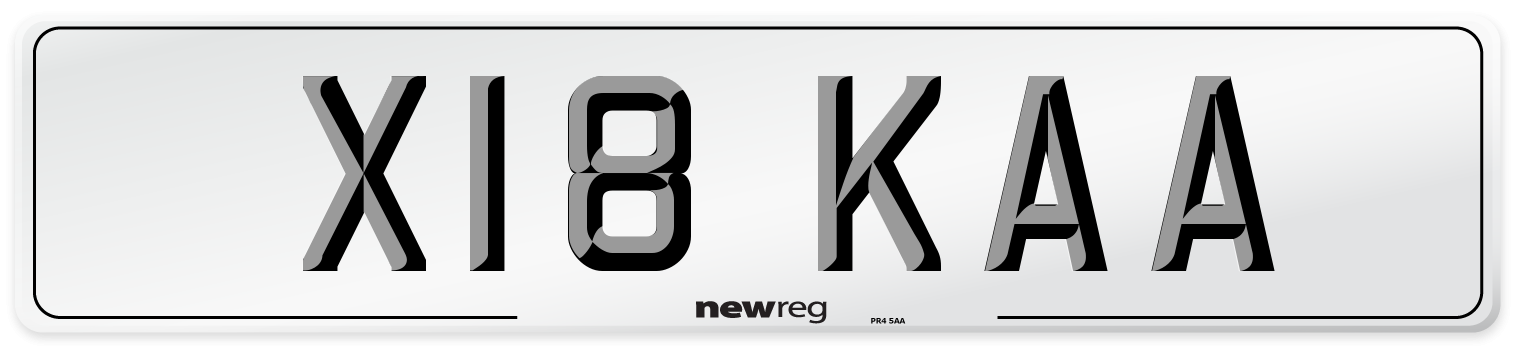 X18 KAA Number Plate from New Reg